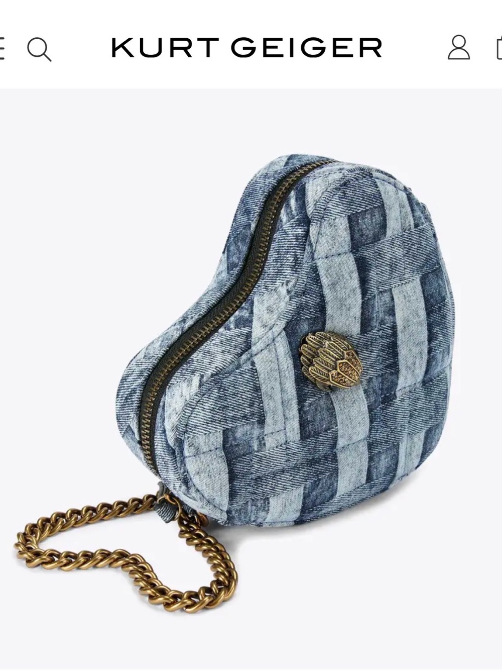 Kurt Geiger London Kensington Denim Heart Crossbody Bag NWT - Picture 7 of 7